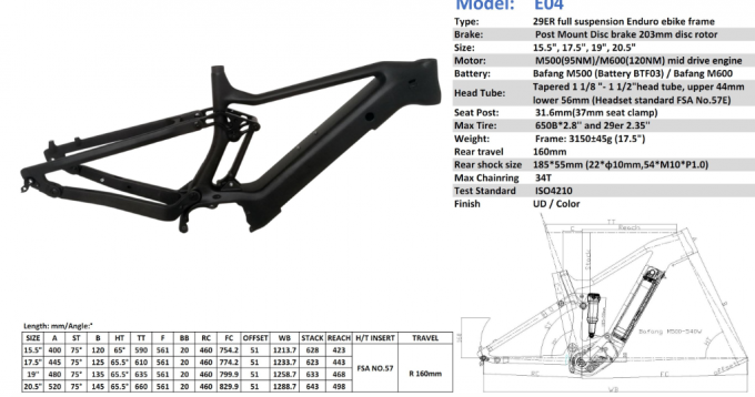 27.5+ 29 Boost Enduro เต็มความแขวนขวาง E Bike Frame เต็มคาร์บอนไฟฟ้า Bike Frame 7