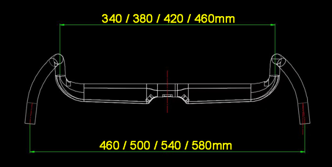 31.8 มม คาร์บอนไฟเบอร์ถนนเลนเบอร์ 80 มม / 65 มม ลง / ติดปลายบาร์ Flared สีดํา 9